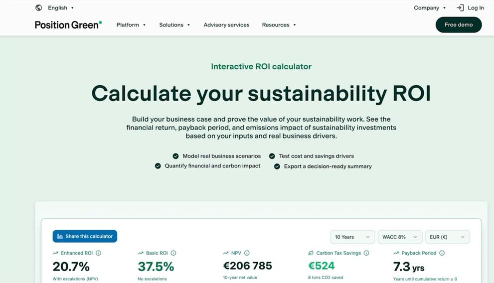 Position Green Launches Decarbonization Investment ROI Calculator
